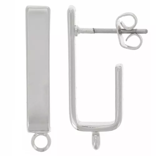 Pendientes rectangulares 22x3,6 mm con anilla cerrada - Rodio x2