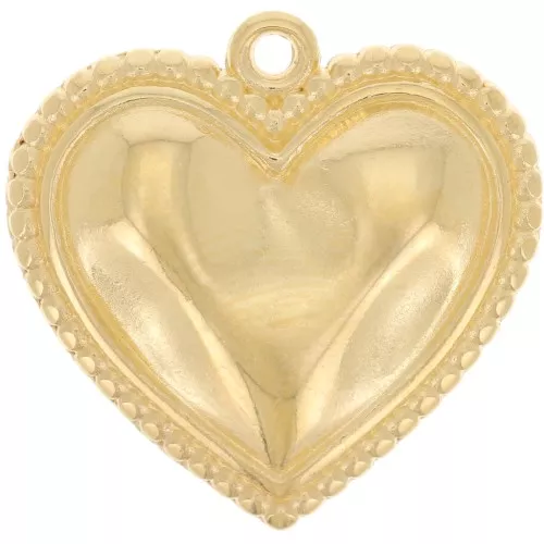 Colgante de corazón efecto arrugado 21 mm - Dorado oro fino x1