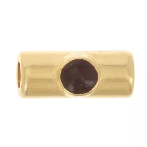 Cuenta de tubo 10x4 mm con resina epoxi - Dorado oro fino - Marrón oscuro x1