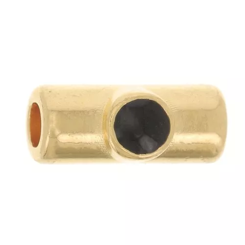 Perla de tubo 10x4 mm con resina epoxi - Dorada - Negra x1