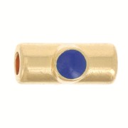 Cuenta de tubo 10x4 mm con resina epoxi - Dorado - Azul oscuro x1