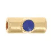 Cuenta de tubo 10x4 mm con resina epoxi - Dorado - Azul oscuro x1