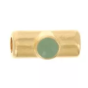 Cuenta de tubo de 10x4 mm con resina epoxi - Dorado oro fino - Menta x1