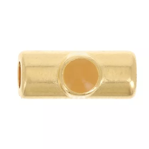 Cuenta de tubo 10x4 mm con resina epoxi - Dorado - Ocre x1