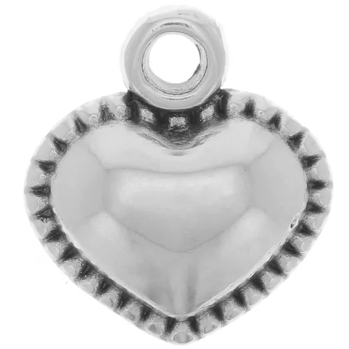 Charm corazón 13x12 mm - Plateado antiguo x1