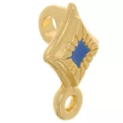 Empujador de rombos con colgante de 13x8 mm y resina epoxi - Dorado oro fino - Azul