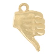 Dije de mano - Signo del pulgar hacia abajo - 13x8 mm - Dorado oro fino x1