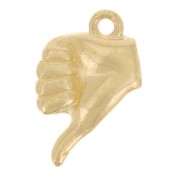 Dije de mano - Signo del pulgar hacia abajo - 13x8 mm - Dorado oro fino x1