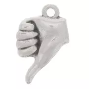 Charm de mano - Signo del pulgar hacia abajo - 13x8 mm - Chapado en plata antigua x1