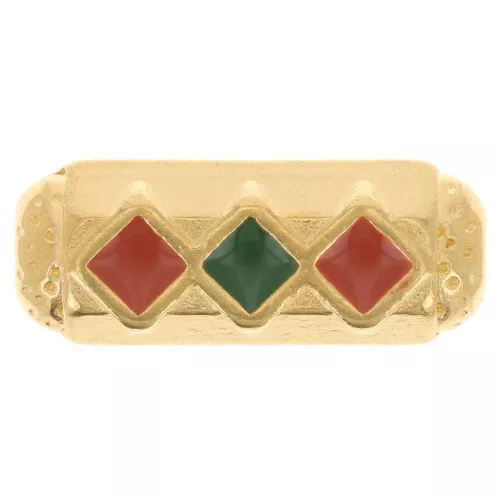 Cuenta de tubo cilíndrico de 19x7 mm y resina epoxi - Dorado - Óxido - Verde