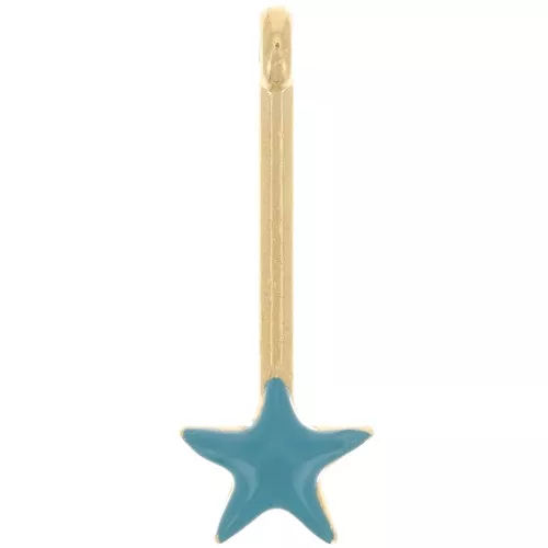 Colgante barra con estrella 28x10 mm y resina epoxi - Dorado oro fino - Turquesa