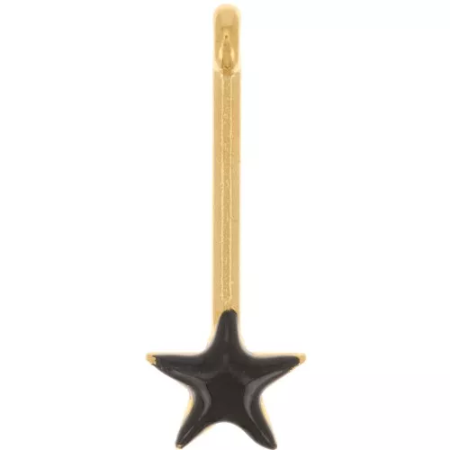 Colgante de barra con estrella de 28x10 mm y resina epoxi - Dorado oro fino - Negro x1