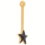 Colgante de barra con estrella de 28x10 mm y resina epoxi - Dorado oro fino - Negro x1