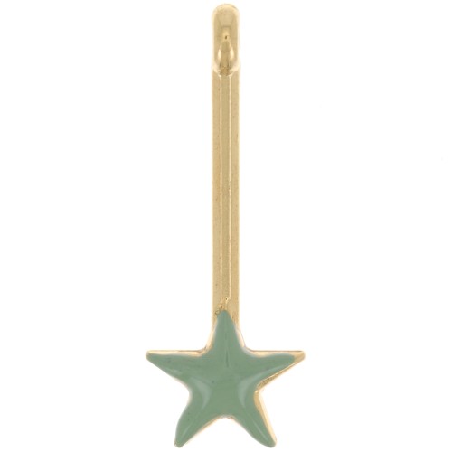 Colgante de barra con estrella de 28x10 mm y resina epoxi - Dorado oro fino - Menta x1