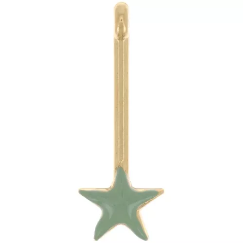 Colgante de barra con estrella de 28x10 mm y resina epoxi - Dorado oro fino - Menta x1
