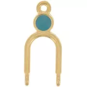 Colgante candelabro 24x11mm 2 anillos y resina epoxi Dorado con oro fino - Turquesa