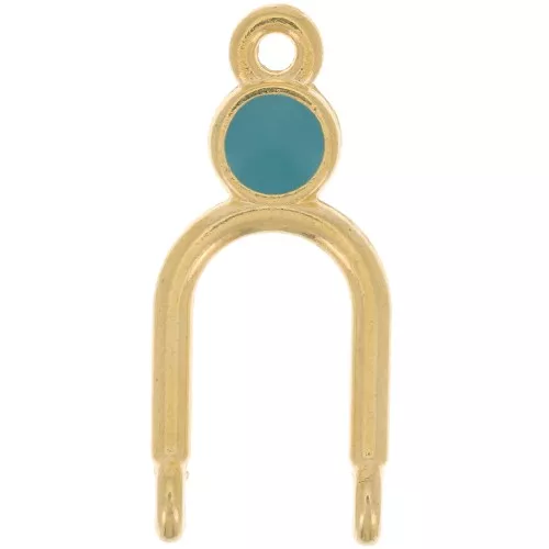 Colgante candelabro 24x11mm 2 anillos y resina epoxi Dorado con oro fino - Turquesa