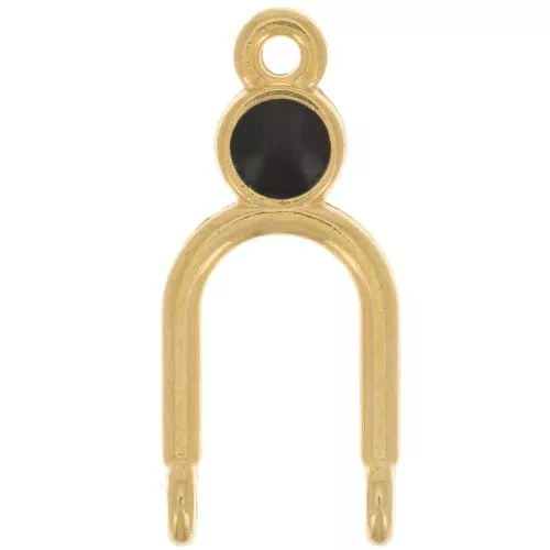 Colgante candelabro 24x11 mm 2 anillos y resina epoxi - Dorado oro fino - Negro