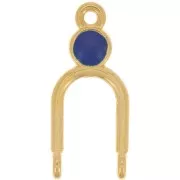 Colgante candelabro 24x11mm 2 anillos y resina epoxi Dorado con oro fino - Azul oscuro