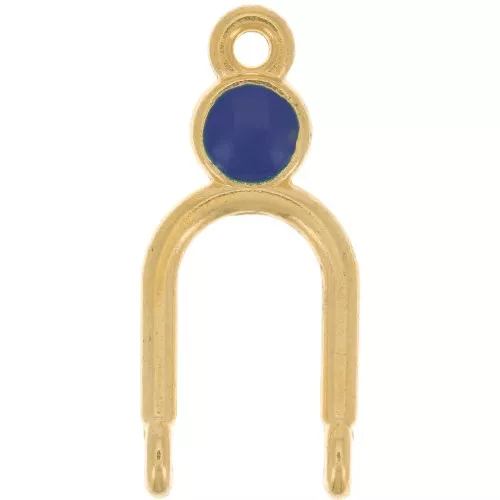 Colgante candelabro 24x11mm 2 anillos y resina epoxi Dorado con oro fino - Azul oscuro
