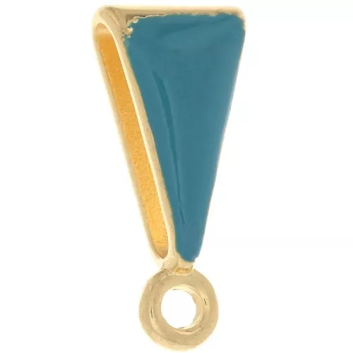 Colgante de resina epoxi 15x7 mm - Dorado oro fino - Turquesa x1