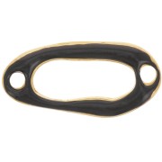 Espaciador ovalado irregular ahuecado de 24x12 mm y resina epoxi dorada - Negro