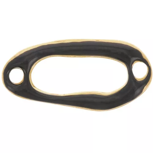 Espaciador ovalado irregular ahuecado de 24x12 mm y resina epoxi dorada - Negro