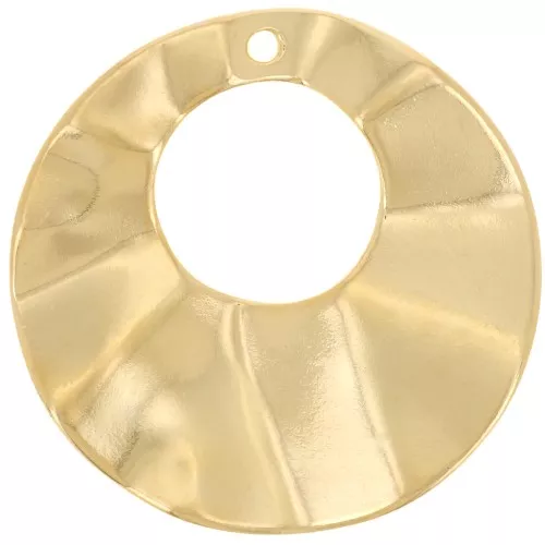 Colgante redondo efecto plisado 33 mm - Dorado x1