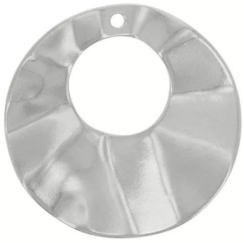 Colgante redondo efecto plisado 33 mm - Plateado antiguo x1