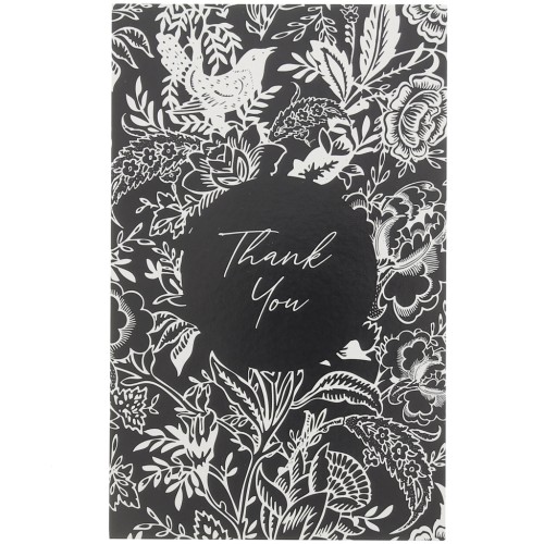 Tarjetas de joyería - Tarjetas de agradecimiento - Floral - Gracias - Negro - Blanco x10