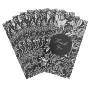 Tarjetas de joyería - Tarjetas de agradecimiento - Floral - Gracias - Negro - Blanco x10