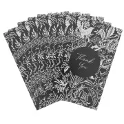 Tarjetas de joyería - Tarjetas de agradecimiento - Floral - Gracias - Negro - Blanco x10