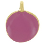 Colgante redondo irregular 12 mm en resina epoxi - Dorado con oro fino Fucsia x1|raw }}