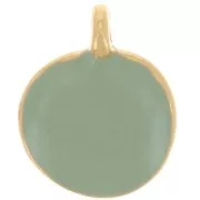 Charm redondo irregular 12 mm en resina epoxi - Dorado oro fino - Menta x1