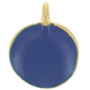 Charm redondo irregular 12 mm en resina epoxi - Dorado oro fino - Azul oscuro x1|raw }}