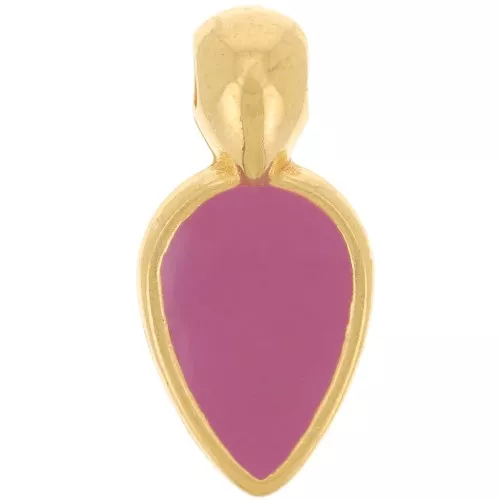 Colgante pétalo 18x8 mm resina epoxi Dorado oro fino Fucsia x1