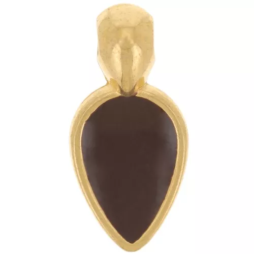 Colgante pétalo 18x8 mm resina epoxi Dorado oro finoMarrón oscuro x1