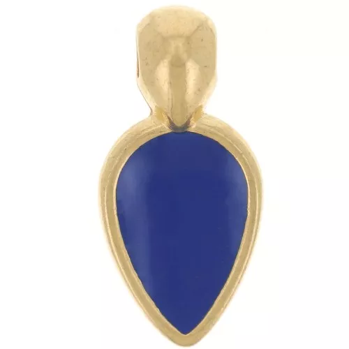 Colgante pétalo 18x8 mm en resina epoxi - Dorado - Azul oscuro x1