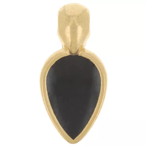 Colgante pétalo 18x8 mm en resina epoxi - Dorado - Negro x1
