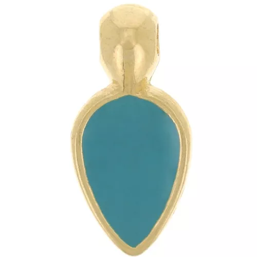 Colgante pétalo de resina epoxi 18x8 mm - Dorado - Turquesa x1