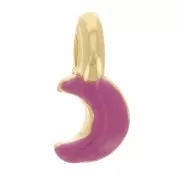 Mini luna 7x3 mm en resina epoxi - Dorado oro fino - Fucsia x1