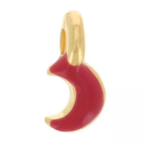Mini luna 7x3 mm en resina epoxi - Dorado oro fino - Rojo x1