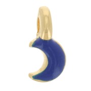 Mini luna 7x3 mm en resina epoxi - Dorado oro fino - Azul oscuro x1