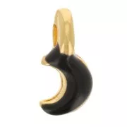 Mini luna 7x3 mm en resina epoxi - Dorado oro fino - Negro x1