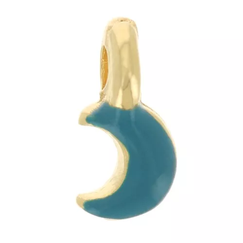 Mini luna 7x3 mm en resina epoxi - Dorado - Turquesa x1
