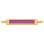 Entrepieza rectangular 27x4 mm y resina epoxi - Dorado fino - Fucsia x1