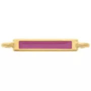 Entrepieza rectangular 27x4 mm y resina epoxi - Dorado fino - Fucsia x1