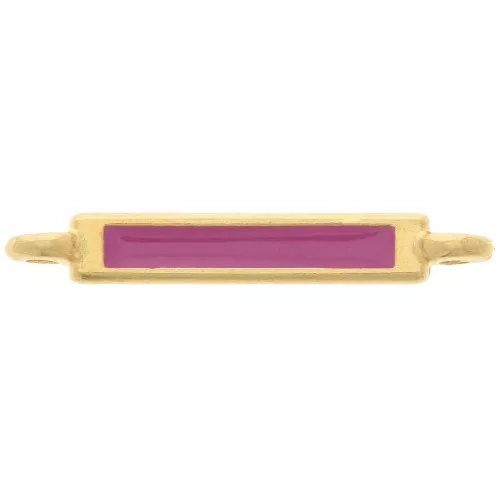Entrepieza rectangular 27x4 mm y resina epoxi - Dorado fino - Fucsia x1
