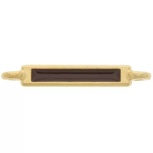 Entrepieza rectangular de 27x4 mm y resina epoxi - Dorado fino - Marrón oscuro x1
