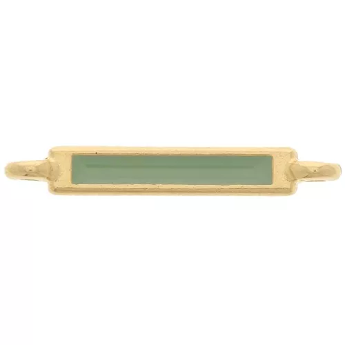 Entrepieza rectangular 27x4 mm y resina epoxi - Dorado fino - Menta x1